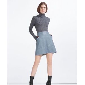 Zara blue leather mini skirt